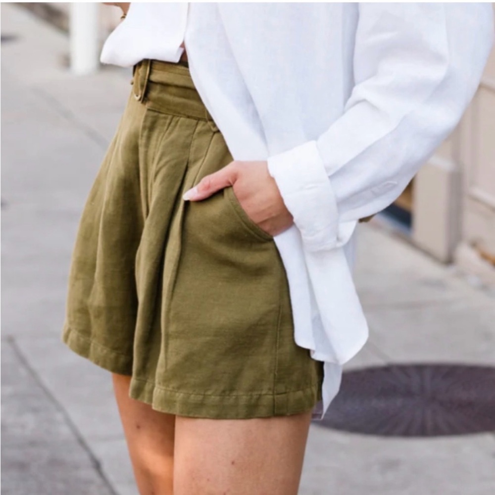 Able High Waist Olive Shorts